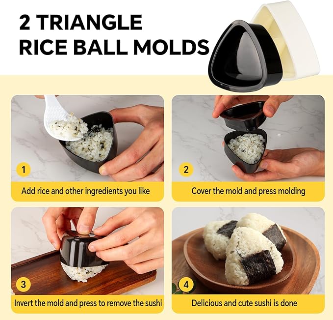 Musubi Press Mold Kit, 8-in-1 Hawaiian Musubi Maker Set | Luncheon Meat Slicer, Heart & Triangle Shapes for Sushi and Bento Making BPA-Free & Non-Stick, Easy to Clean