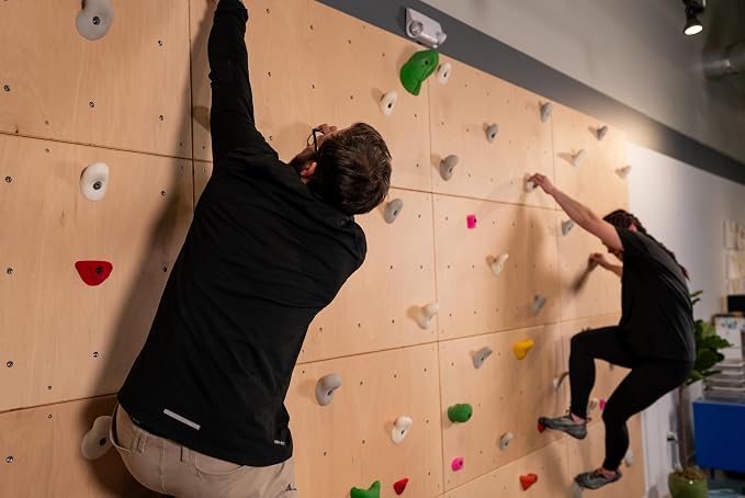 DIY Climbing Wall Panel – 47" x 23.5" Birch Plywood, Pre-Drilled T-Nuts, Textured & Paintable Surface – Indoor Home Gym & Kids Playroom Rock Wall Panel (Climbing Holds Not Included) (Natural)