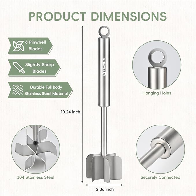 Stainless Steel Meat Chopper, ASWETMEL Meat Masher for Hamburger, Ground Beef Smasher, Hamburger Grinder Utensil for Ground Beef, Non Stick Mix Ground Chopper, Mix and Chop Potato Masher Tool