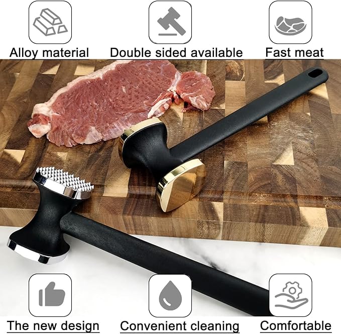 Kitchen Meat Tenderizer - Heavy Duty Manual Hammer Mallet Tool,Meat Hammer Used for Steak, Chicken, Fish，Meat Pounder With Comfort Grip Handle