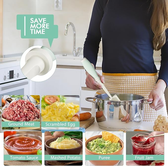 Upgrade Meat Chopper Hamburger Masher Ground Beef Smasher Utensil Mix Tool | Premium Heat Resistant Meat Masher, Nylon Potato Mashers Beef Smasher, Dishwasher Safe Non Stick Mix & Chop Tool Gift-White