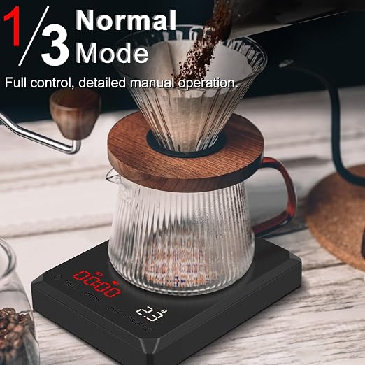 Fuzion Mini Coffee Scale with Timer - Espresso Scale Rechargeable 2kg x 0.1g Accuracy, 3-Mode Timer, LED Display, Digital Coffee Scale for Pour-Over, Espresso, Kitchen Use
