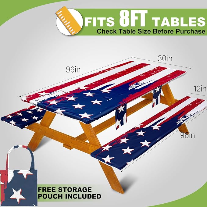 Picnic Table Cover with Bench Covers Table Cloth Tablecloth Summer Outdoor Rv Patio Tent Camping Glamping Campsite Camper Essentials Accessories Items Gear Gadgets Stuff Necessities Supplies Must Have