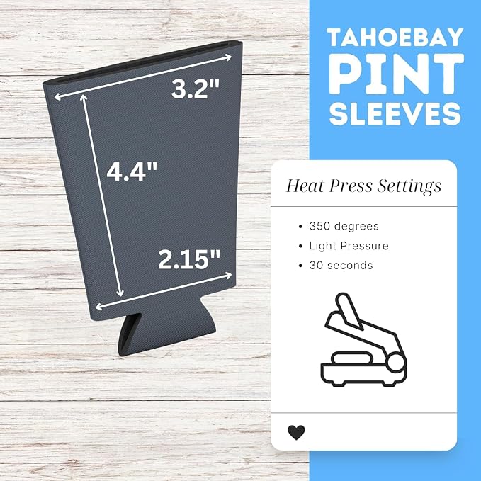 TahoeBay Blank Pint Glass Sleeves, Beer Coolers, 6-Pack, Charcoal | Insulating Foam Cooler, 16oz Collapsible Tapered Beverage Holder, Bar Cup Insulator for Transfer Vinyl, HTV, Sublimation, DTF