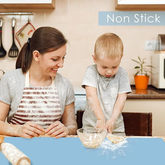 Extra Large Silicone Mats, Food Grade & Thick Silicone Pad Table Mat for Crafts, Kids Placemat, Silicone Heat Resistant Mat Kitchen Counter Mat for Baking Pastry, 23.6''x15.75'' Light Blue, 1Pack