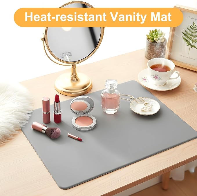 2pcs Silicone Mat for Crafts, 9.45 X 7.87 In Silicone Mat for Kitchen Counter, Heat Resistant Non-Slip Counter top Protector, Placemat, Baking (Dark Gray)