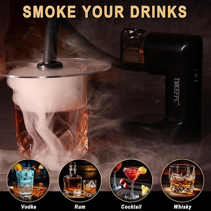 Smoking Gun Cocktail Smoker Kit with Wood Chips & Cup Cover | Handheld smoking gun with cup cover, wood chips and DIY accessories for cocktails, food, cheese and more