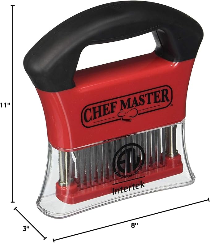 Chef Master Meat Tenderizer Tool - Handheld Meat Tenderizer Machine with Stainless Steel Needle-Blades - Sharp for Steak, Beef, Chicken, Turkey, Pork, Fish - Professional Kitchen Cooking Equipment