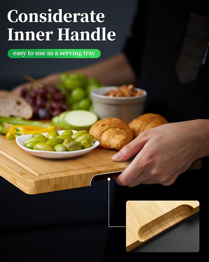 Kitsure Bamboo Cutting Board for Kitchen, X-Large, Natural | Multi-Sizes Wooden Cutting Boards for Chopping & Serving, Convenient Kitchen Essentials, Deep Juice Grooves