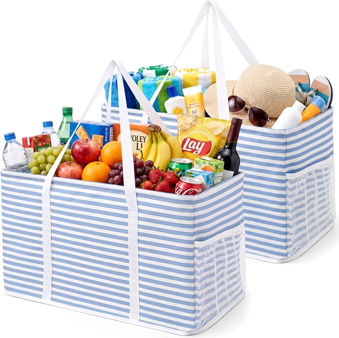 Lifewit Extra Large Tote Bag, Reusable Grocery Bags with Metal Wire Frame and Handles