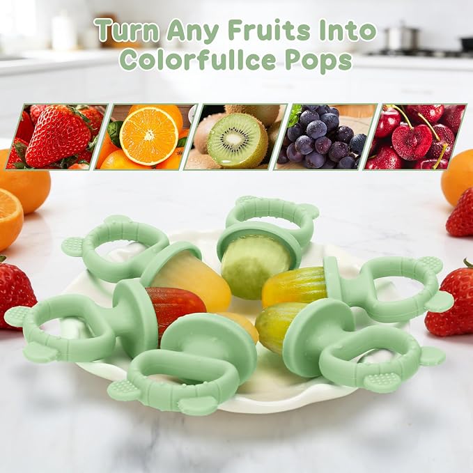 Silicone Baby Popsicle Molds with Sticks, Mini Popsicles Molds for Babies | Breastmilk Popsicle Molds for Teething Relief, Frozen Treats Maker Popsicle Maker Ice Pop Mold for Toddlers Kids(Green)