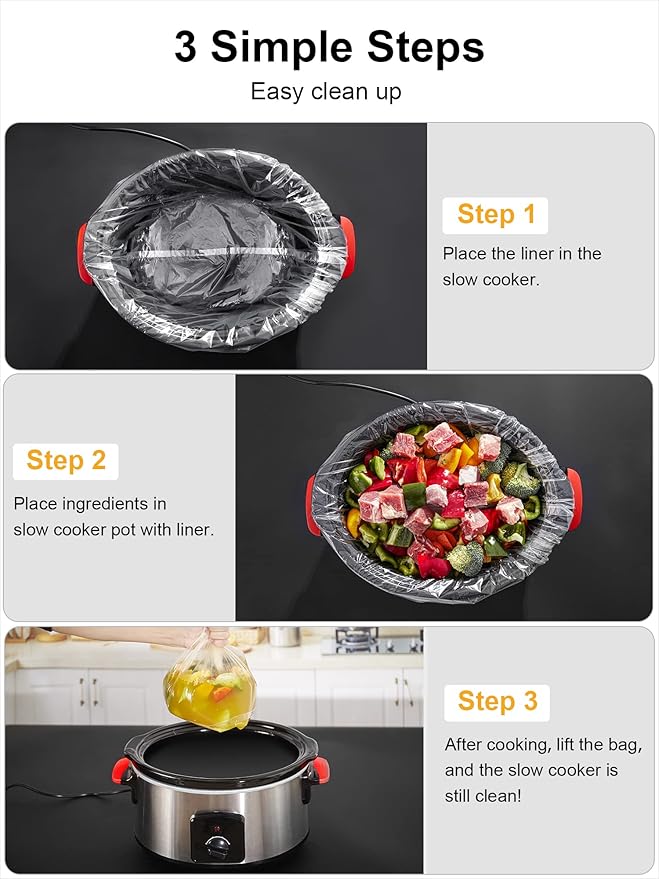 SMARTAKE Slow Cooker Liners, Extra Large Size 14"x 22" Disposable Cooking Bags, Fit 6QT to 10QT for Slow Cooker, Cooking Trays, Suitable for Oval & Round Pots, 30 Liners