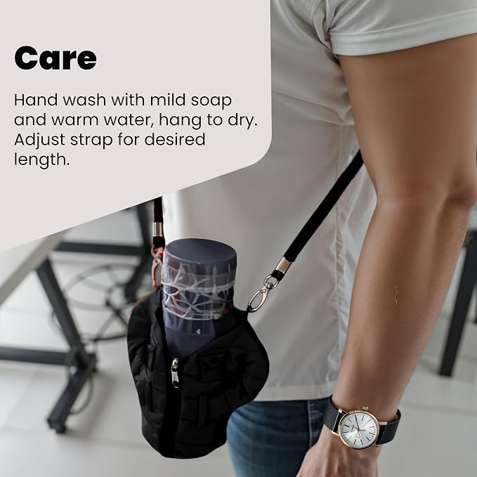 Gadgetime USA - 12oz Insulated Can Cooler Jacket (Black) - Beverage Holder with Detachable Strap - Beer/Soda Carrier - Can Holder with Shoulder Strap, Insulated Sleeve, Funny Gift for Friends & Family