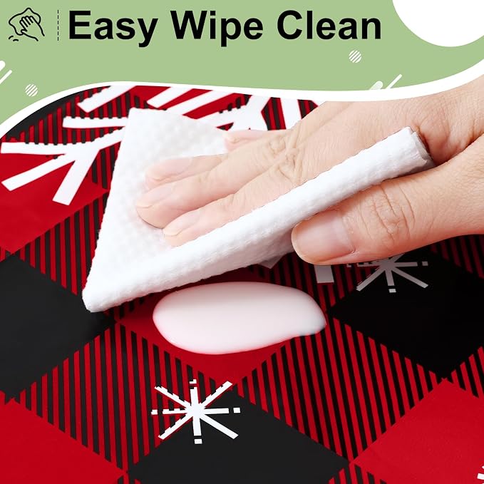 4 Packs Christmas Buffalo Disposable Table Cloth, 54 x 108 Inch Waterproof Plastic Tablecloth, Rectangle Black Red and White Checkered Table Covers for Picnic, Birthday, Party