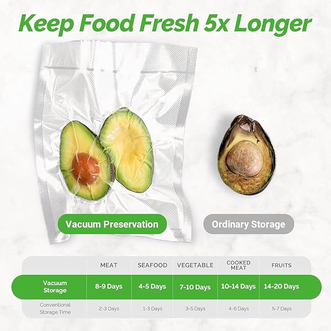 GERYON Vacuum Sealer Machine, Food Vacuum Sealer with Powerful Suction | Slim Design | Easy to Use | Led Indicator Lights for Sous Vide, Meal Prep, w/Starter Kits for Vacuum Seal Container (Black）