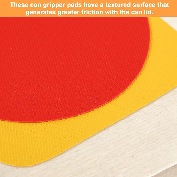 4pcs Jar Opener Gripper Pads, Rubber Can Opener Bottle Lid Cap Gripper Pads for Weak Hands Seniors Elderly Multi-Function Kitchen Coasters Gadgets (Red, Yellow)