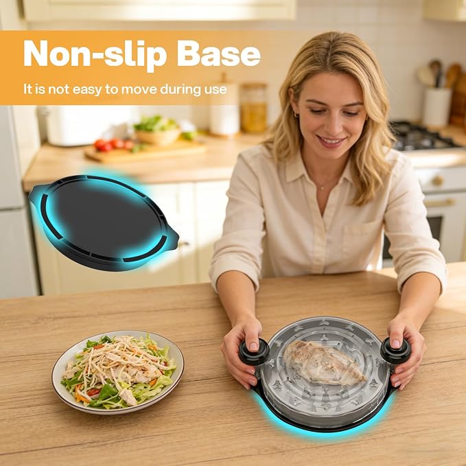 Cleangor Chicken Shredder Tool Twist, Visible Chicken Breast Shredder Tool | Meat Shredder with Removable Tray, Ergonomic Handle, Non-Slip Base Food Shredder Tool for Chicken, Pork, Beef, Fish