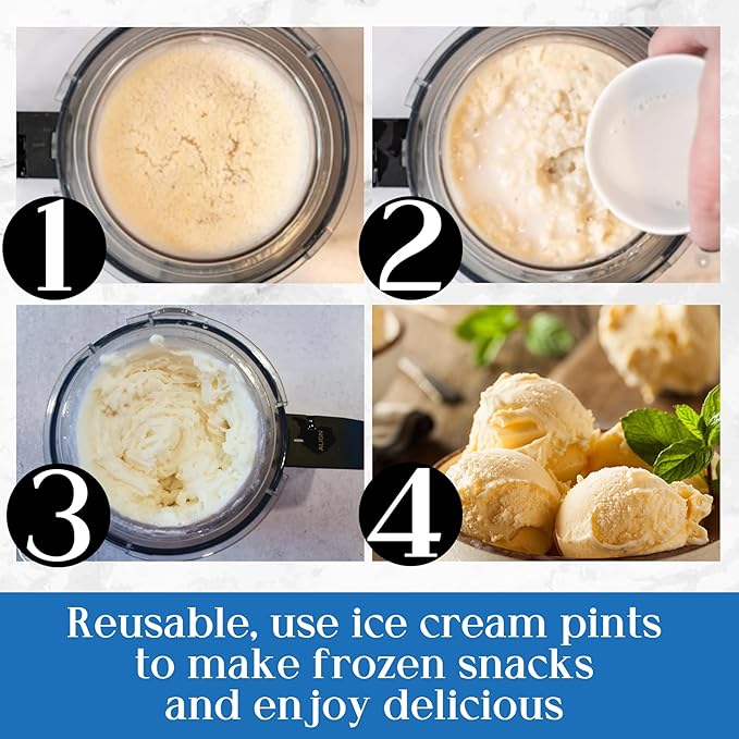 Creami Pints and Lids for Ninja - 4 Pack 24 oz Deluxe 11-in-1 Creamy Icecream Containers Cups Jars Tubs Canisters Set, Smoothie Pot Compatible with NC501 NC500 Series Creamer Ice Cream Maker Machine