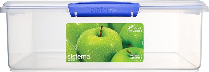 Sistema KLIP IT Large 7L Food Storage Container, Airtight & Stackable, Dishwasher, Freezer, & Microwave-Safe, BPA-Free