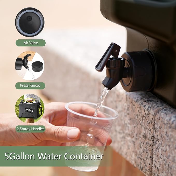 COOZMENT 3.2 Gallon/5 Gallon Water Containers with Spigot, BPA Free Water Jug, Military Green Water Tank, Multifunction Water Storage Containers for Camping Outdoor Hiking,Emergency Storage