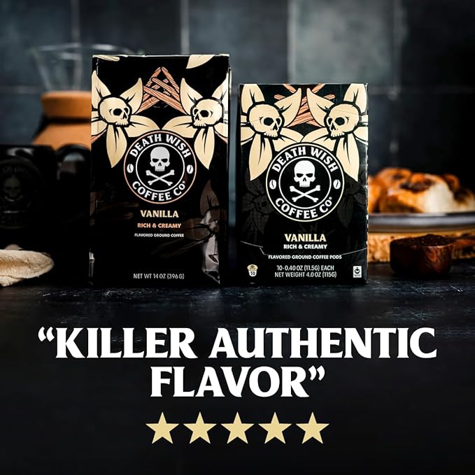 Death Wish Coffee, Single Serve Coffee Pods - Vanilla Pods (10 Count)