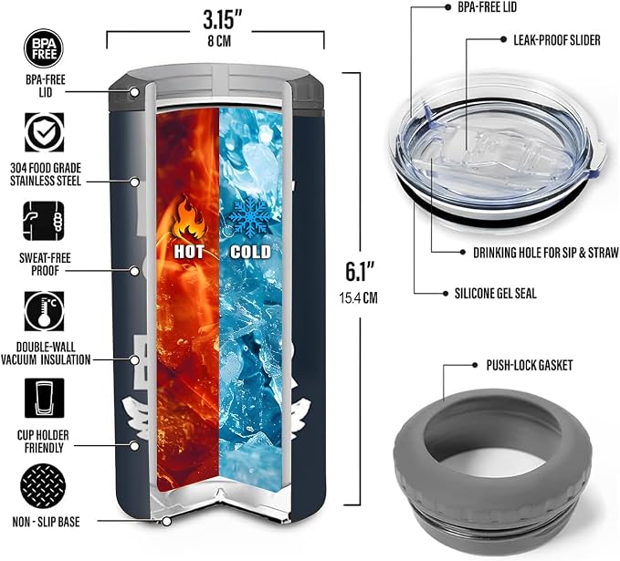 4-IN-1 Can Cooler, 16 Oz Stainless Steel Water Bottle for Son | Son Gifts From Mom And Dad, Beer Can Holder, Birthday Gifts for Son, Keep Warm, Keep Cold