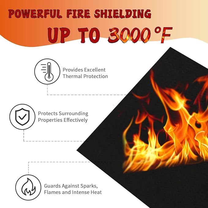 kaidun 40'' x 40'' Large Welding Blanket Fireproof, Up to 3000°F, 1/5"(5mm) | Emergency Fire Blanket, High Temp, Spark & Slag Guard, Carbon Felt, for Automotive Repair/Soldering/Grill/Smoker/Firepit