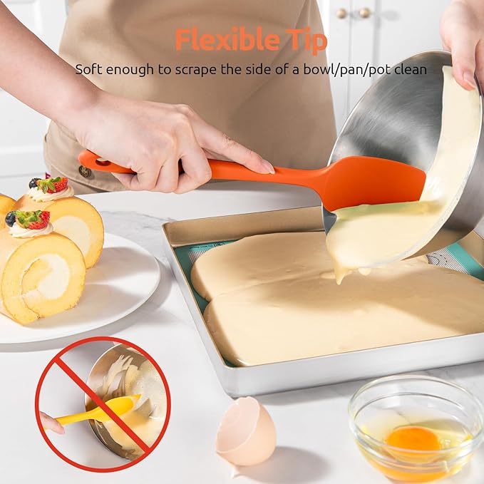 U-Taste Silicone Spatula Set with 600 Degrees Fahrenheit Heat Resistant (Orange)