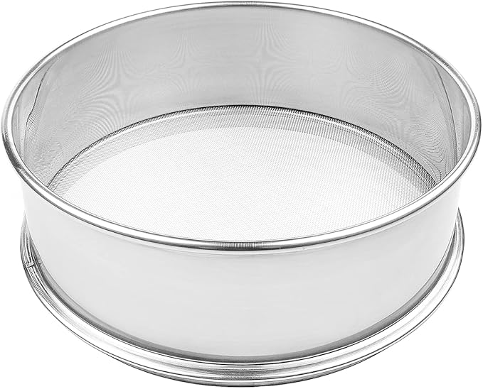 Stainless Steel Flour Sifter Fine Mesh Round Flour Sieve for Baking 16.5" Diameter x 2.88" High; 20 Mesh (Hole Size 0.85mm)