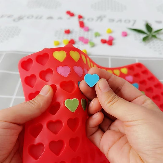 Heart Silicone Candy Molds with Scraper - Mini Heart Silicone molds for Chocolate, Hard Candy, Homemade treats(1 PCS mini heart)