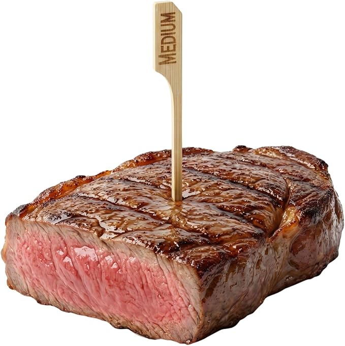 Restaurantware RW Smart 4 Inch Medium Steak Markers 1000 Disposable Meat Marker Sticks - Sturdy Paddle Design Bamboo Steak Temperature Markers For Barbeques Parties Or Buffets