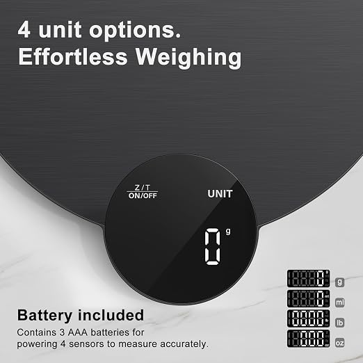 Ultrean 1g/0.1oz Precision Food Scale, HD LED Display Digital Kitchen Scale, Stainless Steel, 11lb Capacity for Cooking Baking (Batteries Included)