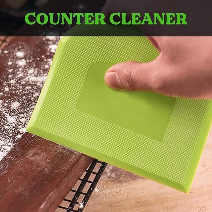 SURDOCA Dough Scraper Bench Scraper - 3P 8.3x5.5" Plastic Flexible Bowl Scraper, Sharp Edge & Angles Cake Scraper. Non-Slip Bakeware Decorating Tools Sculpting & Modeling Tools - Blue+Green+Blue
