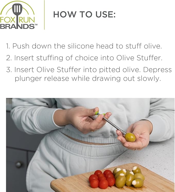 Fox Run Stainless Steel Olive Stuffer Tool, 5.5" Blue Cheese Olive Maker