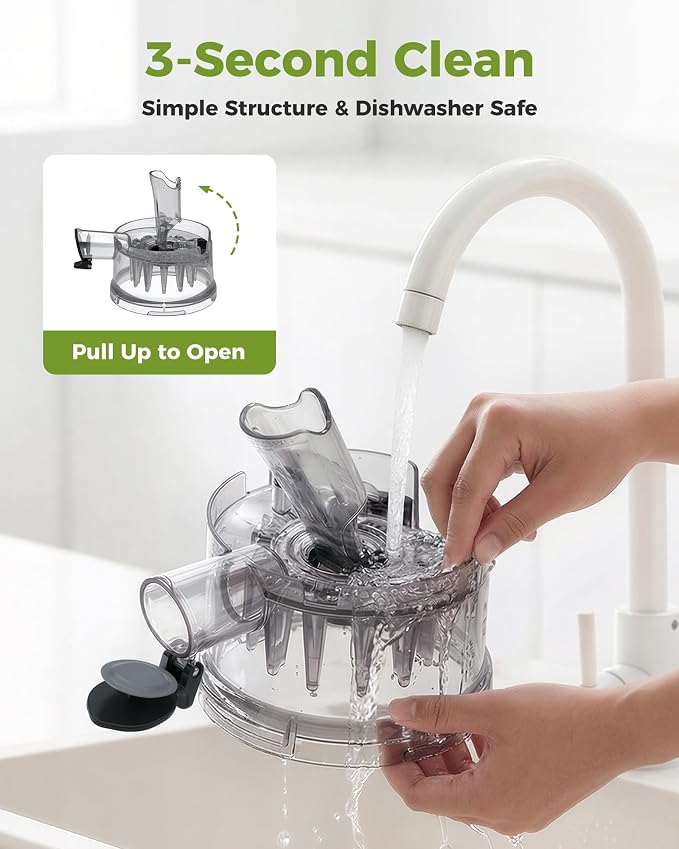 TUUMIIST 3-in-1 Cold Press Juicer Machine, Smart Touch Masticating Juicers for Whole Fruit & Vegetable, 6.5" Wide Chute Slow Juicer for Nut Milk & Sorbet, High Yield, Easy Clean (Gun Grey)