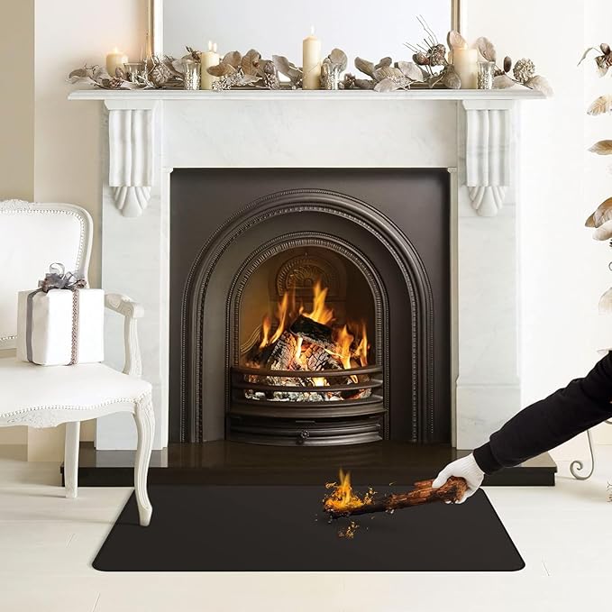 42 X 24 inches Hearth Rugs for Fireplaces Fire Resistant / Gas Grill Splatter Mat Fireproof Waterproof Oil-Proof, Fireproof Mat Heat Resistant BBQ Floor Mat Protect Mat Floor Protective Rug Reusable