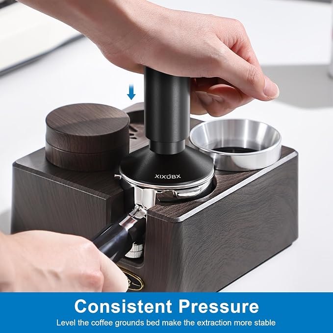 XIXUBX 2-in-1 Espresso Tamper & Magnetic WDT Tool, 51mm Spring Loaded Tamper with Corrugated Base & Cover, Anodized Aluminum Handle, Fits XIXUBX and Other 51mm Portafilter Espresso Machines