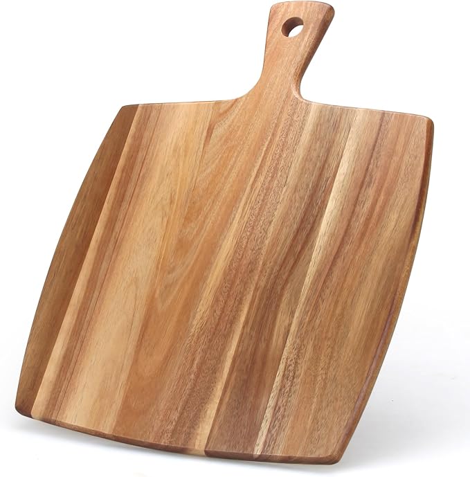 Large Wooden Charcuterie Board Acacia Chopping Cutting Boards for Kitchen | Serving Cheese Boards Decorative Big Wood Cutting Board With Handle Butcher Block Food Bread Boards Meat and Cheese Tray