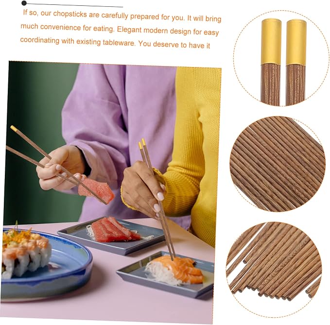 Garneck 10 Pairs Reusable Chicken Wing Wood Chopsticks Non-slip Dishwasher Safe Compact for Travel Dinner Accessories for Ages