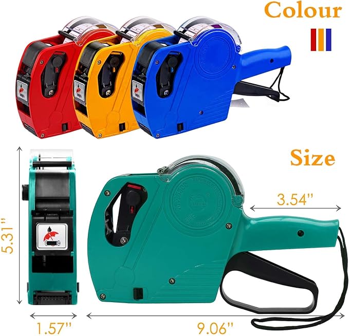 MX-5500 8 Digits Price tag Gun with 5000 Sticker Labels and 3 Ink Refill, Label Maker Pricing Gun Kit Numerical Tag Gun for Office, Retail Shop, Grocery Store (A/Green)