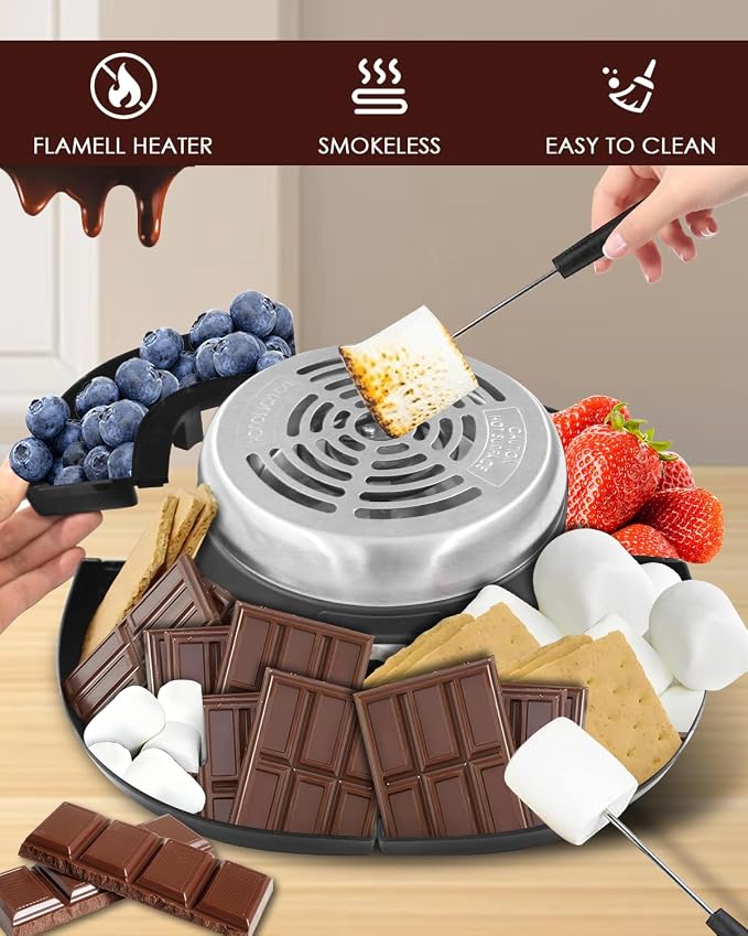 Smores Maker Tabletop Indoor Kit, Indoor Smore Maker Smores Kit Flameless S'mores Maker, Tabletop Smores Maker,Movie Night Supplies Housewarming Christmas Gifts, 120V
