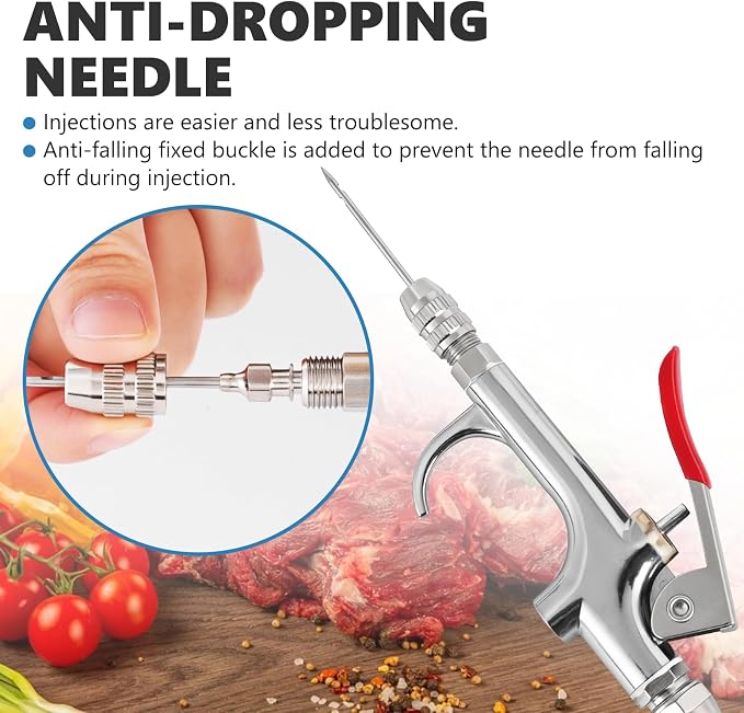 MXBAOHENG Electric Meat Injector Gun Pump with Hose, 70W Marinade Syringe | w/ 10 Stainless Steel Needles for Home Grilling, Family Parties & Outdoor Cooking Turkey, Pork, Beef
