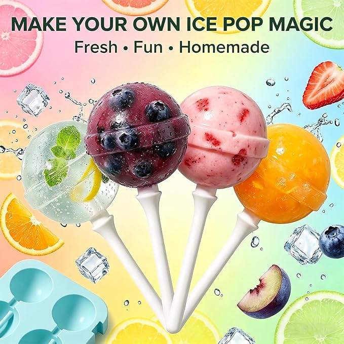 Silicone Lollipop Ice Cream Maker Molds,Funny Lollipop Ice Pop Mold,Colorful DIY Ice Pop Mold for Summer Parties,Reusable Popsicle Molds (13)