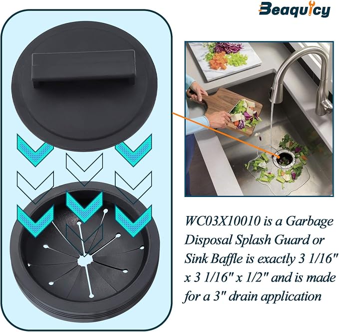 Beaquicy Garbage Disposal Splash Guards and Stopper Set - 3 Pack Sink Baffle Disposal with 1 Pack Sink Stopper