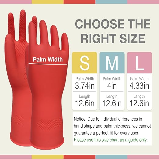 Kitchen Gloves for Washing Dishes - 5 Pairs Rubber Cleaning Gloves for Household Cleaning Gardening, Non-Slip Dishwashing Gloves Reusable for Women Men Large