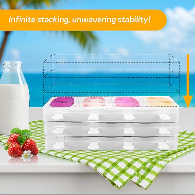 Stackable Popsicles Molds, BPA-Free Popsicle Molds with Sticks | 2-Pack Ice Pop Mold for Homemade Fruit, Yogurt, and Smoothie Popsicles