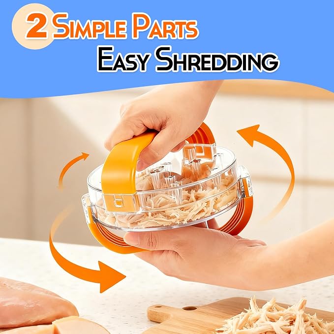 NonSlip Chicken Shredder Tool Twist, Clear Meat Shredder | NonSlip Twist Shredding in Seconds, No Spike Broken, Visible Shredding for Chicken Breast Meat Beef, Time Saver, BPA Free