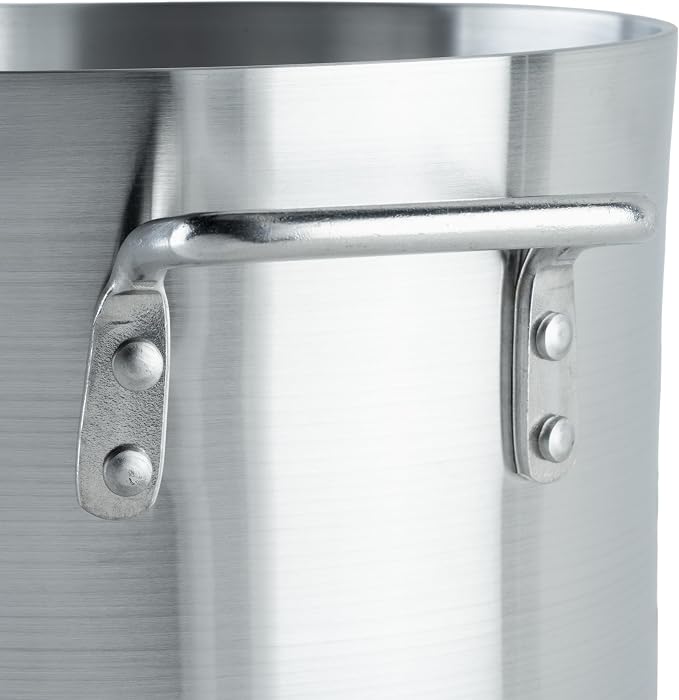 Winco 10 qt Aluminum Heavy-Duty Stock Pot | Thick walls, Riveted handles, Wide base, Great for Stocks, Soups, Pasta and Batch Cooking