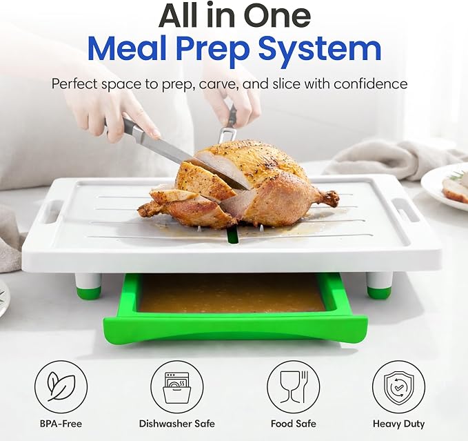 Karving King XL Cutting Board - Juice Groove, Drip Tray & Removable Board