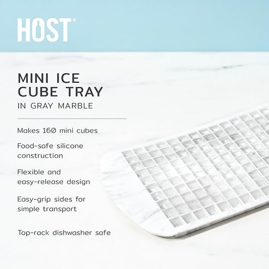Host Mini Ice Cube Tray, Makes 160 Cubes, Durable Silicone Trays, Perfect for Cocktails, Whiskey, Bourbon, Margarita, Mojito, Iced Coffee, Home Kitchen Essentials, Set of 1, Marble